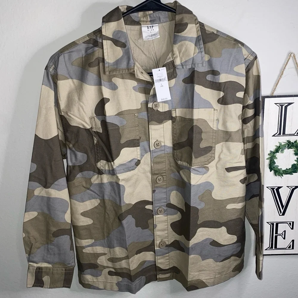 GAP KIDS BOYS ORGANIC COTTON CAMO OVERSHIRT